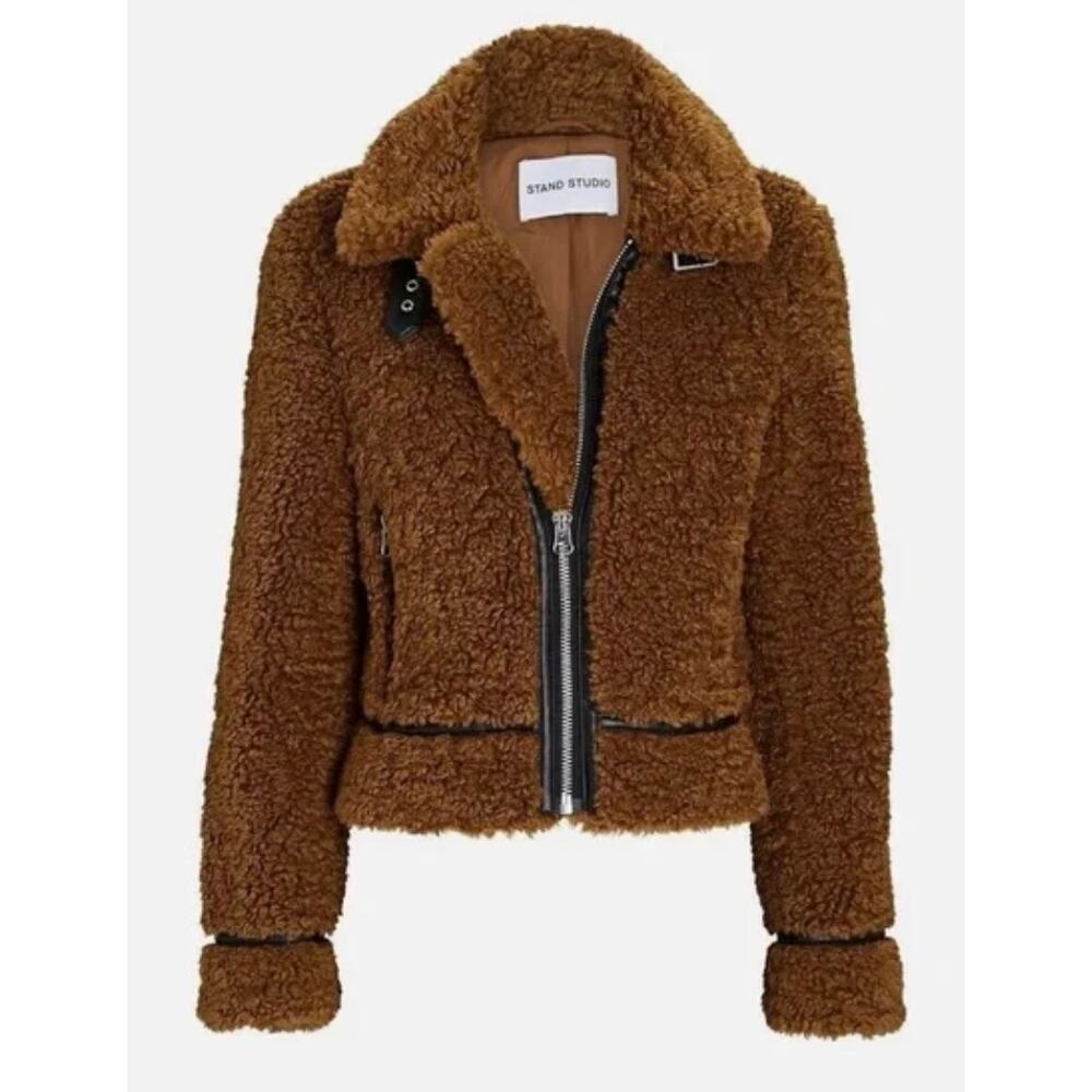 Stand Studio Audrey Brown Shearling Jacket With B… - image 2